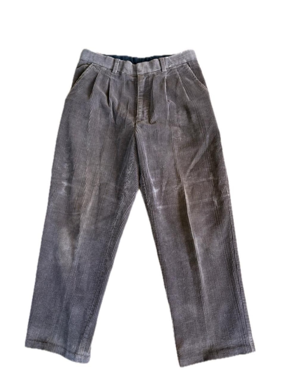 Corduroy Pleated Men's Pants in Gray